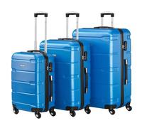 Zelsius Set de valises | Rigide en ABS avec serrure à combinaison, 4 roulettes et cloison intérieure | Main, rigide - Lot de 4 pièces - Trolley, grande, bleu, M, L, XL