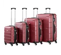 Zelsius Set de valises | Rigide en ABS avec serrure à combinaison, 4 roulettes et cloison intérieure | Main, rigide - Lot de 4 pièces - Trolley, grande, rouge, S, M, L,