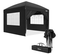 Zelsius Tonnelle pliable 3 x 3 m avec parois latérales, noir, pop-up UV30, tente de jardin, tente de réception, abri pour jardin, protection solaire, tonnelle de jardin