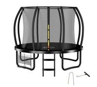 Zelsius Trampoline noir Ø 305 cm pour l'extérieur | Trampoline d'extérieur pour un maximum de 150 kg, trampoline de jardin avec filet de sécurité, échelle et sac à chaussures | Trampoline pour le