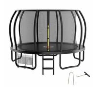 Zelsius Trampoline noir pour l'extérieur | Trampoline d'extérieur avec filet de sécurité, échelle et sac à chaussures | Trampoline pour le sport et les loisirs (366 cm)