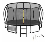 Zelsius Trampoline noir pour l'extérieur | Trampoline d'extérieur avec filet de sécurité, échelle et sac à chaussures | Trampoline pour le sport et les loisirs (427 cm)