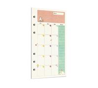Zelten Recharge de papier perforé multicolore 45 feuilles 90 pages - Pour reliure à 6 trous - Journal intime rechargeable (A6, Fairy Tale Monthly Planner)