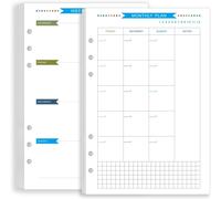 Zelten Recharge De Papier Perforé Multicolore 45 Feuilles 90 Pages - Pour Reliure À 6 Trous - Journal Intime Rechargeable (A5, Weekly Monthly Planner)[Z380]