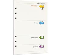 Zelten Recharge De Papier Perforé Multicolore 45 Feuilles 90 Pages - Pour Reliure À 6 Trous - Journal Intime Rechargeable (A5, Arrow Weekly Planner)[Z393]