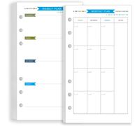 Zelten Recharge De Papier Perforé Multicolore 45 Feuilles 90 Pages - Pour Reliure À 6 Trous - Journal Intime Rechargeable (A6, Weekly Monthly Planner)[Z381]