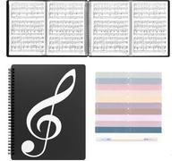 Zelura Classeur extensible à 4 pages, classeur à trois volets pour format lettre 21,6 x 27,9 cm et A4, 30 pochettes/60 pages, pour piano, violon, groupe et orchestre, onglets et surligneur, noir (noir