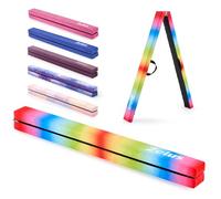 ZELUS Poutre de Gymnastique Pliable 240cm Poutre d'Équilibre Pliante Gymnastique au Sol 2,4m Équipement de Gymnastique Portable pour Enfants Débutants Gymnastes, Arc-en-Ciel