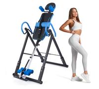 ZELUS Table d'Inversion Pliable Réglable Équipement pour de Gymnastique à Domicile Entraînement par Gravité pour la Thérapie Naturelle de Soulagement des Douleurs du Dos, Noir et Bleu