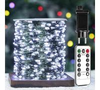 ZELUXDOT Guirlande Lumineuse 30m 300 LED Fil de Cuivre Vert Blanc Froid, Guirlande LED Étanche pour Extérieur/Intérieur avec Télécommande 8 Modes pour Sapin de Noël, Patio, Jardin, Cour.
