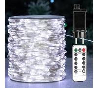 ZELUXDOT Guirlande lumineuse blanche froide de 120 m, enfichable, avec fil d'argent et 1200 LED, 8 modes d'éclairage pour mariage, intérieur, extérieur, sapin de Noël, terrasse, porche, jardin.