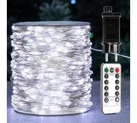 ZELUXDOT Guirlande lumineuse blanche froide de 30,5 m, enfichable, avec fil d'argent et 300 LED, 8 modes d'éclairage pour mariage, intérieur, extérieur, sapin de Noël, terrasse, porche, jardin.