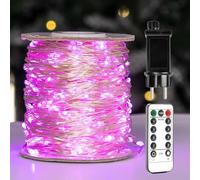 ZELUXDOT Guirlande lumineuse LED longue fil argenté à brancher 8 modes pour mariage, intérieur, extérieur, arbre de Noël, patio, porche, décoration de jardin (120 m, rose)