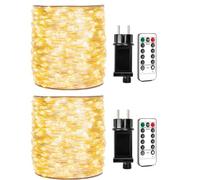 ZELUXDOT Guirlandes Lumineuses LED 30m (2 x 30m), 300 LEDs Blanc Chaud, Fil de Cuivre Argenté, Étanches avec Télécommande - Décoration Extérieure/Intérieure pour Noël, Terrasse, Jardin, Plantes