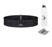 Zelvot Ceinture de course avec flasque souple de 400 ml, sangle d'extension et support de téléphone, sac banane de course réglable avec serviette de sport, sac de ceinture imperméable pour homme et