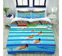 ZELXXXDA Parure de lit,nageurs Pendant la compétition de Natation pour Les séries de compétitions Sportives,1 Housse de Couette 220x240 + 2 Taies d'Oreillers