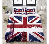 ZELXXXDA Parure de lit,Symboles de Londres Angleterre Le Royaume-Uni Cabine téléphonique Rouge Big Ben et Le Drapeau National Union Jack,1 Housse de Couette 220x240 + 2 Taies d'Oreillers