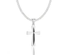 ZELYA Chaîne en argent sterling 925 avec croix pour filles et garçons - 45-60 cm - Chaîne de communion avec croix pour enfant - Pour communion et baptême - Boîte cadeau avec gravure, 45 cm, Argent, Il