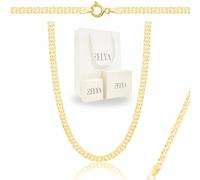 ZELYA Chaîne en or 925/985 plaqué or 14 carats - 3 mm - Collier pour homme et femme avec design original à maillons - Coffret cadeau avec boîte et pochette - Dédicace personnalisable