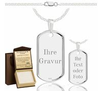 Zelya chaînes pour hommes en argent 925, cadeaux personnalisés pour hommes - Plaque d'identité avec gravure, bijou militaire, dog tag militaire, 45 cm, Argent, Pas de gemme