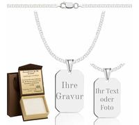 ZELYA chaînes pour hommes en argent 925, cadeaux personnalisés pour hommes - Plaque d'identité avec gravure, bijou militaire, dog tag militaire, 55 cm, Argent, Pas de gemme
