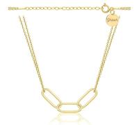 Zelya Collier Femme Argent et Or 925/585 - Chaîne Ancre 41-45 cm Zirconium Romantique Bijoux Cadeau Gravure Or Chaîne Femme, 45 cm, Argent, Pas de gemme