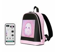ZEM1 Sac à Dos LED Intelligent Enfant & Adulte Rose - Écran d’Affichage Dynamique via Application - Sac Scolaire Étanche - Personnalisable Photos & Images Animées - Idéal École, Cadeau Original
