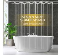 ZEMAHOME - Doublure de rideau de douche imperméable léger en plastique PEVA transparent de qualité supérieure, pour salle de bain, avec œillets en métal antirouille et aimant lesté, 183 x 183 cm