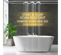 ZEMAHOME Rideau de douche fin et léger en plastique transparent, 91,4 x 200,9 cm, avec œillets métalliques antirouille et aimants lestés