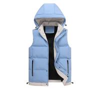 ZEMALON Basique Gilet Homme Lumière Confortable Avec Capuche Gilet D’Extérieur Homme Casual Épaississement Chaud Gilet En Coton Homme Jeunesse Mode Tendance Gilet Homme F-Blue XXL