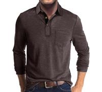 ZEMALON Basique T-Shirt Homme Slim Fit Mode Couleur Unie T-Shirt Homme Confortable Classique T-Shirt À Manches Longues Hommes T-Shirt Décontracté Hommes O-Coffee XL