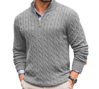 ZEMALON Chandail Homme Slim Fit Mode Chaud Pull en Tricot Homme Casual Confortable Doux Pull À Manches Longues Homme Tempérament Tendance Rétro Basique Chandail Homme E-Grey XXL