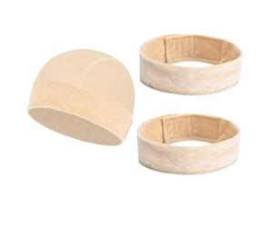 ZEMINRI 1 PCS Wig Cap & 2 PCS Bandeaux de Perruque pour Femmes et Filles | Fermeture Velcro Antidérapant Perruque Bandeau, Extensible Wig Cap, Bonnet Perruques pour Tous Types de Cheveux (Nude)