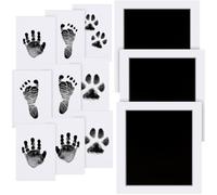 Zemiu Kit Empreinte Bebe Encre 3 Pcs, Grand standard Kit Empreinte Pieds et Mains Bébé Large Clean Touch Tampons Pour Nouveau-né Bebe, Pattes De Chien Et Chat, Douche Cadeau Bebe Souvenir-Noir