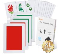 Zemiu Kit Empreinte Pieds et Mains Bébé XL 4 Packs Clean Touch Tampons Bébé, Kit Empreinte Bebe Encre Pour Nouveau-nés Douche Cadeau Bebe Souvenir, Pattes De Chien Et Chat-Rouge et Vert