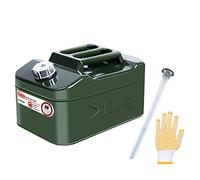 Zemoeng Jerrican en métal de 10 l avec bec flexible, approuvé par l'ONU pour essence, diesel et autres marchandises dangereuses - Vert