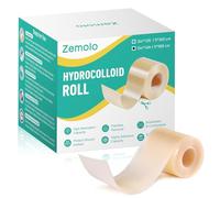 Zemolo Pansements Hydrocolloïdes Imperméables 5cm x 5m, Pansements Adhésifs Ultra-fins Couleur Chair pour Plaies Peu Exsudatives, Ampoules et Boutons Percés