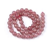 ZEMRIO Perles de quartz fraise naturelles de 6 mm pour la fabrication de bijoux, bracelet DIY, collier de perles rondes (quartz fraise, 6 mm)