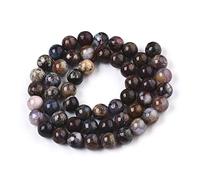 ZEMRIO Perles rondes de 10 mm en pierre précieuse naturelle pour la fabrication de bijoux, bracelet, collier, perles rondes (piétersite, 10 mm)