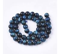 ZEMRIO Perles rondes en pierre précieuse naturelle œil de tigre de 8 mm - Pour la fabrication de bijoux, bracelet, collier, perles (couleur 4, 8 mm)