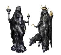 zemua Hekate Niktipolos Statue de la sorcière de la nuit en résine Hekate Phōsphoros illuminatrice ou étoile du matin Hecate Déesse grecque avec ses chiens de magie Décoration d'intérieur (Tous)