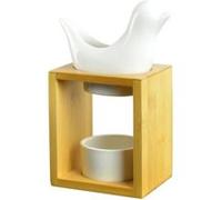 ZEN AROME Brûle parfum Série Naturéa - Birdy blanc - céramique et bambou - 17 x 11 x 7.5 cm BEIGE ET BLANC G