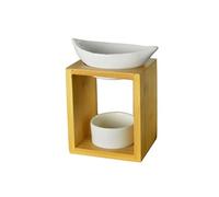 ZEN AROME Brûle parfum Série Naturéa - Feuillage - céramique et bambou - 13 x 7.5 x 11 cm