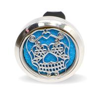 Zen’Arôme Diffuseur d’Huile Essentielle pour Voiture Clip’Arôme Calavera - Diffuseur et 5 Buvards à Parfumer avec Huile Essentielle ou Parfum - Acier Inoxydable - Fixation sur Grille de Ventilation