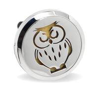 Zen’Arôme Diffuseur d’Huile Essentielle pour Voiture Clip’Arôme Chouette - Diffuseur et 5 Buvards à Parfumer avec Huile Essentielle ou Parfum - Acier Inoxydable - Fixation sur Grille de Ventilation