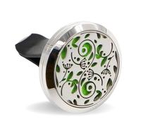 Zen’Arôme Diffuseur de Parfum pour Voiture Clip’Arôme, Désodorisant Voiture pour Parfum et Huile Essentielle, Acier Inoxydable, Clip sur Grille de Ventilation, Motif Forêt + 5 Buvards Réutilisables