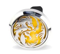 Zen’Arôme Diffuseur de Parfum pour Voiture Clip’Arôme, Désodorisant Voiture Pour Parfum et Huile Essentielle, Acier Inoxydable, Clip sur Grille de Ventilation, Motif Dragon + 5 Buvards Réutilisables