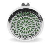 Zen’Arôme Diffuseur de Parfum pour Voiture Clip’Arôme, Désodorisant Voiture Pour Parfum et Huile Essentielle, Acier Inoxydable, Clip sur Grille de Ventilation, Motif Rosace + 5 Buvards Réutilisables