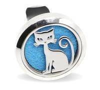 Zen’Arôme Diffuseur de Parfum pour Voiture Clip’Arôme, Désodorisant Voiture Pour Parfum et Huile Essentielle, Acier Inoxydable, Clip sur Grille de Ventilation, Motif Chat + 5 Buvards Réutilisables