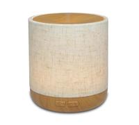 Zen’Arôme Diffuseur Ultrasonique Alesia - Diffusion Huile Essentielle à Froid Aromathérapie - Design Original, Coque en Toile de Lin et Revêtement Couleur Bois - Diffusion + Éclairage Personnalisables